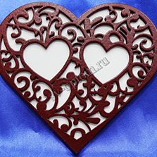 Подставка для колец сердце бордово-белое (Дерево) 14х15см. арт. 117-178