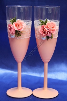 Свадебные бокалы крашеные розовые арт.0454-666