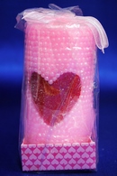 Свеча сердце с жемчугом; Розовая (высота 10 см) арт.059-082