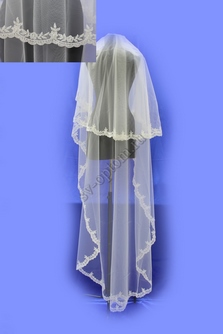 Фата с расшитым кружевом (бисер). Цвет: белый.(42) арт. 0273-165