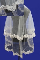 Фата с расшитым кружевом (пайетка). Цвет: белый. 2х1,5м (30) арт. 0273-222