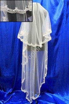 Фата с расшитым кружевом. Цвет: белый. (40).арт. 0273-256