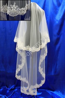 Фата с расшитым кружевом. Цвет: белый.(42). арт. 0273-259