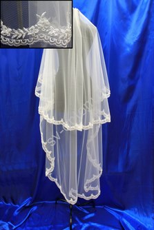 Фата с расшитым кружевом. Цвет: белый.(40). арт. 0273-261