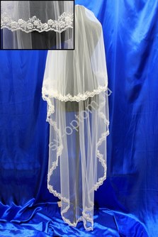 Фата с расшитым кружевом. Цвет: белый. (42). арт. 0273-264