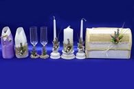 Набор рустик (сундучок, одежка на шампанское, свечи, бокалы) арт. 053-276