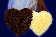 Двойное сердце шоколад-айвори атласное арт. 1208-040