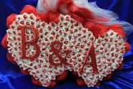 Двойное сердце латексное красно-белое (укажите буквы в примечании) 100х60см арт. 1208-063