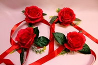 Цветы на ручки и зеркала, красные розы, в уп. 4 штуки арт. 124-190